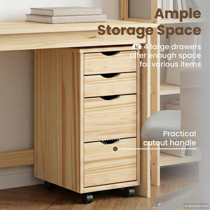 Desk and Rolling Cabinet Set MOSS 2 pcs Brown