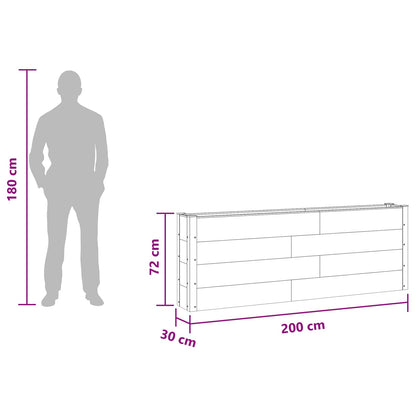 Garden Raised Bed Brown 200 x 30 x 72 cm WPC and Aluminium