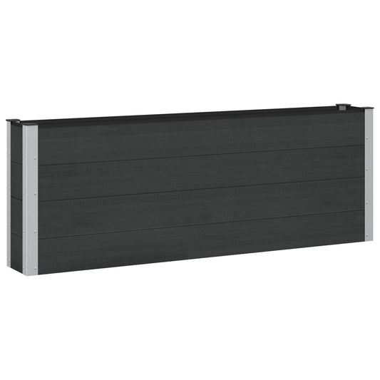 Garden Raised Bed Black 200 x 30 x 72 cm WPC and Aluminium