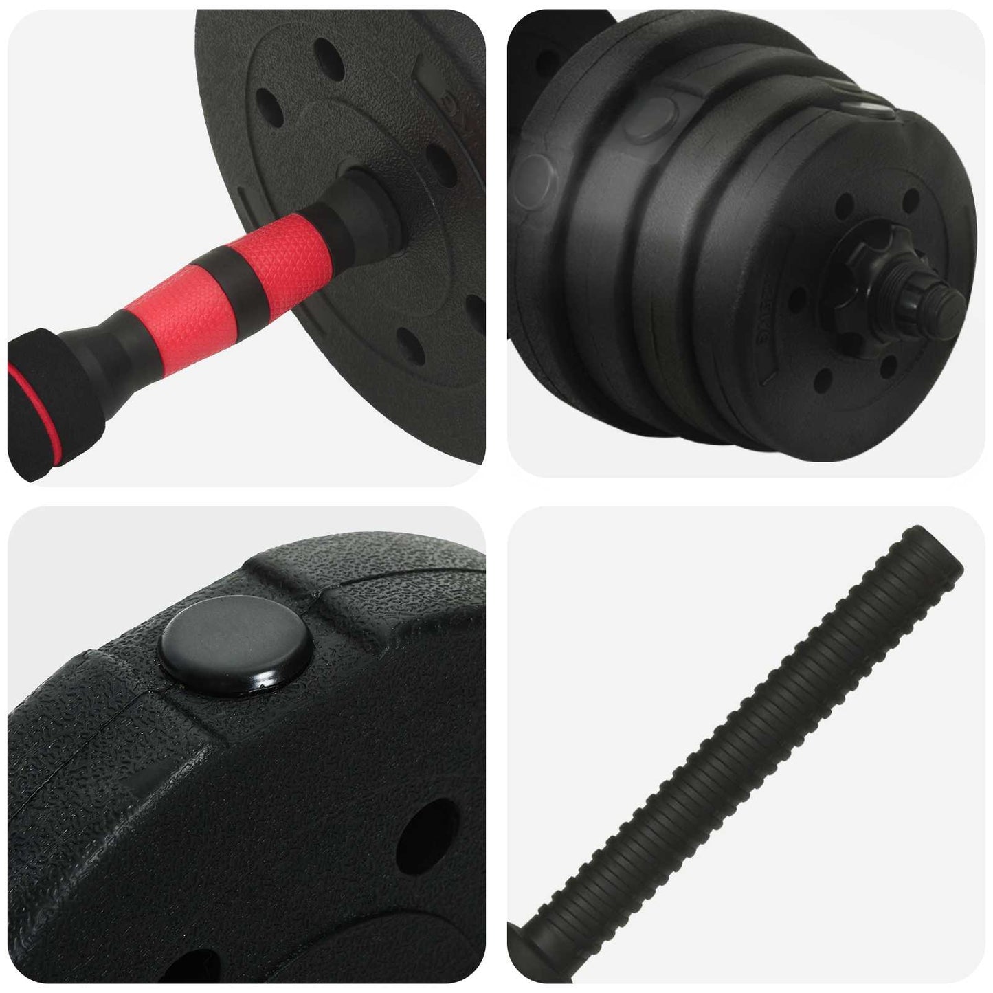 2-in-1 Dumbbell Set 40kg Black and Red Cement and Iron Sand