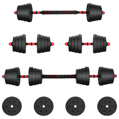 2-in-1 Dumbbell Set 40kg Black and Red Cement and Iron Sand