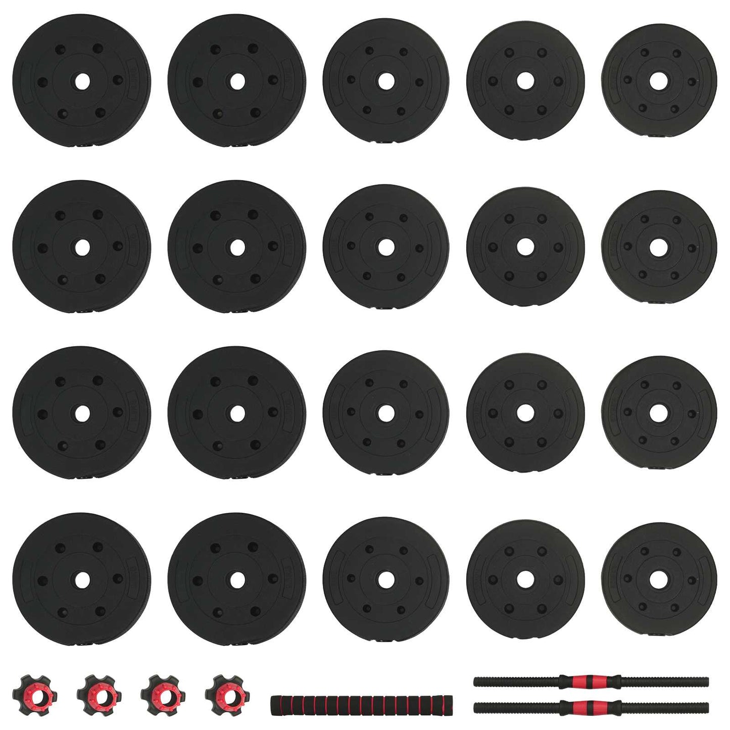 2-in-1 Dumbbell Set 40kg Black and Red Cement and Iron Sand