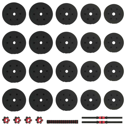 2-in-1 Dumbbell Set 40kg Black and Red Cement and Iron Sand