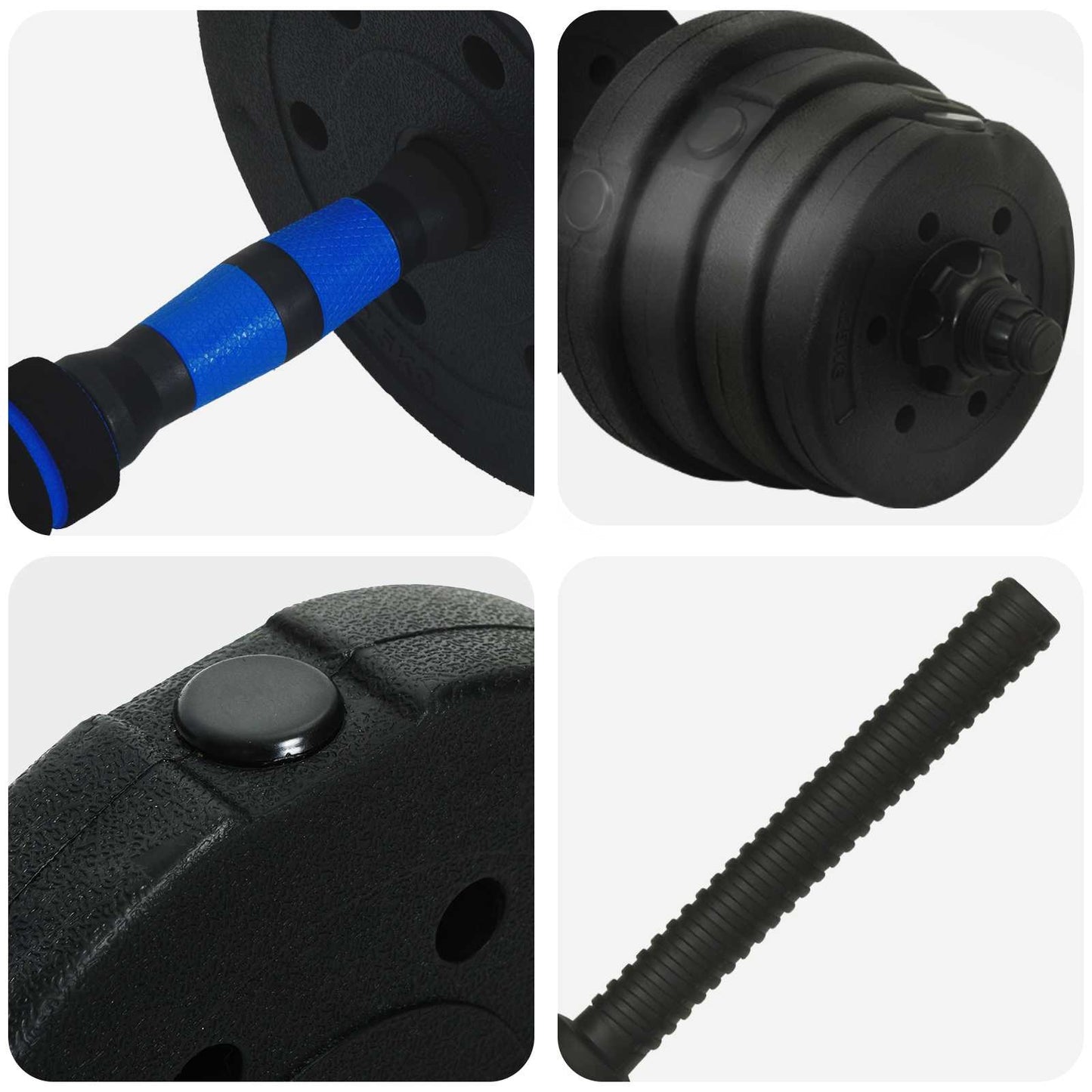 2-in-1 Dumbbell Set 40kg Black and Blue Cement and Iron Sand