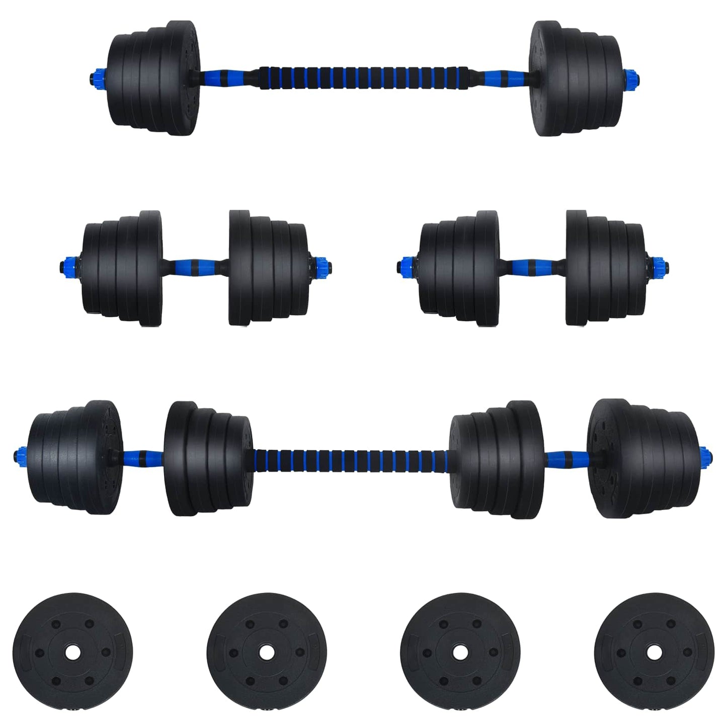 2-in-1 Dumbbell Set 40kg Black and Blue Cement and Iron Sand