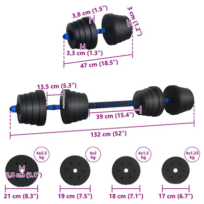 2-in-1 Dumbbell Set 40kg Black and Blue Cement and Iron Sand