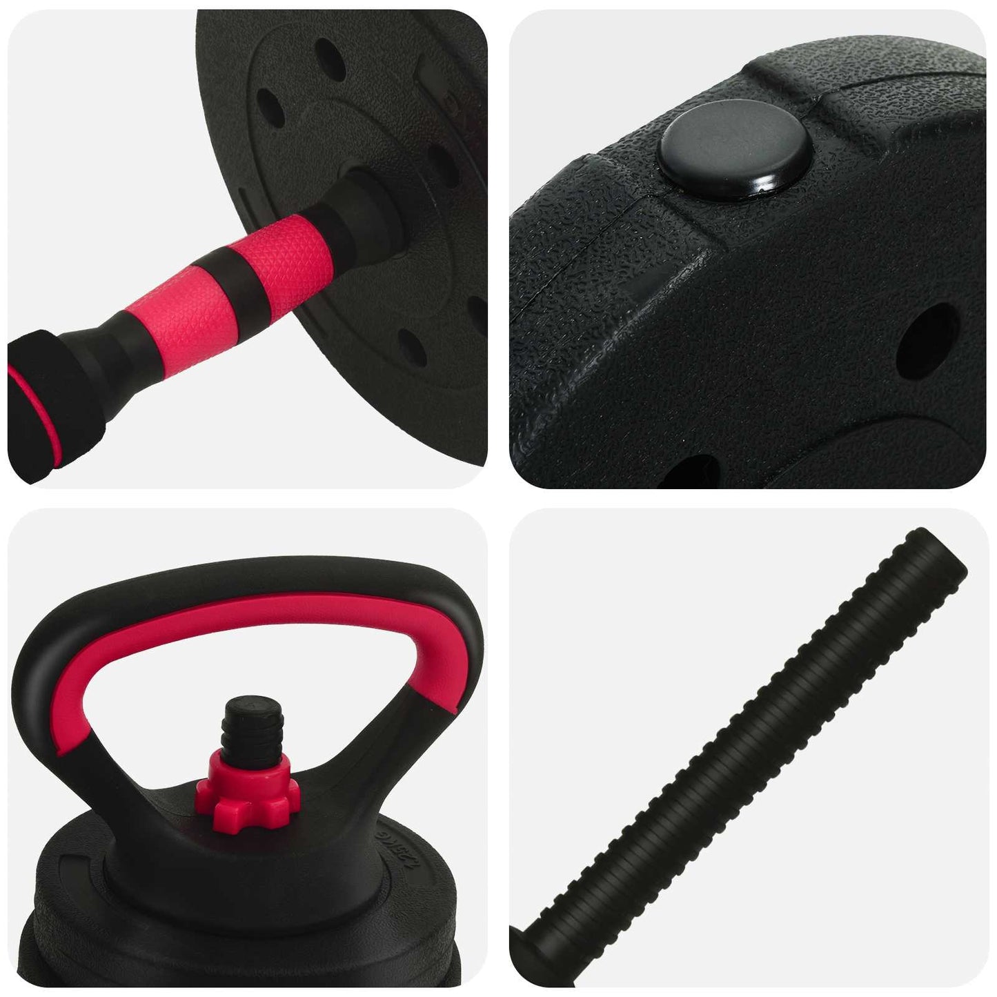 4-in-1 Dumbbell Set 40kg Black and Red Cement and Iron Sand