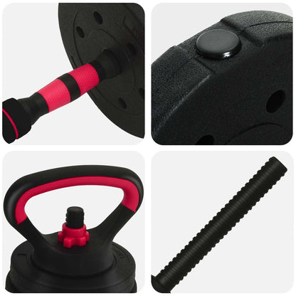 4-in-1 Dumbbell Set 40kg Black and Red Cement and Iron Sand