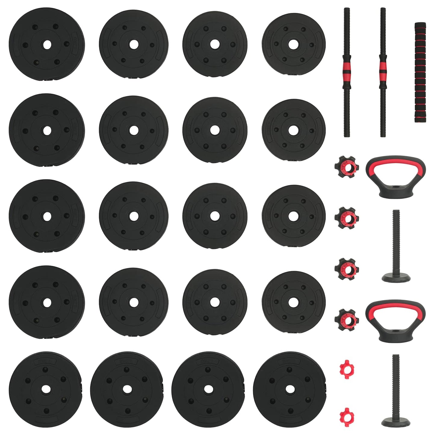 4-in-1 Dumbbell Set 40kg Black and Red Cement and Iron Sand