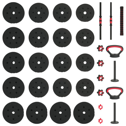 4-in-1 Dumbbell Set 40kg Black and Red Cement and Iron Sand