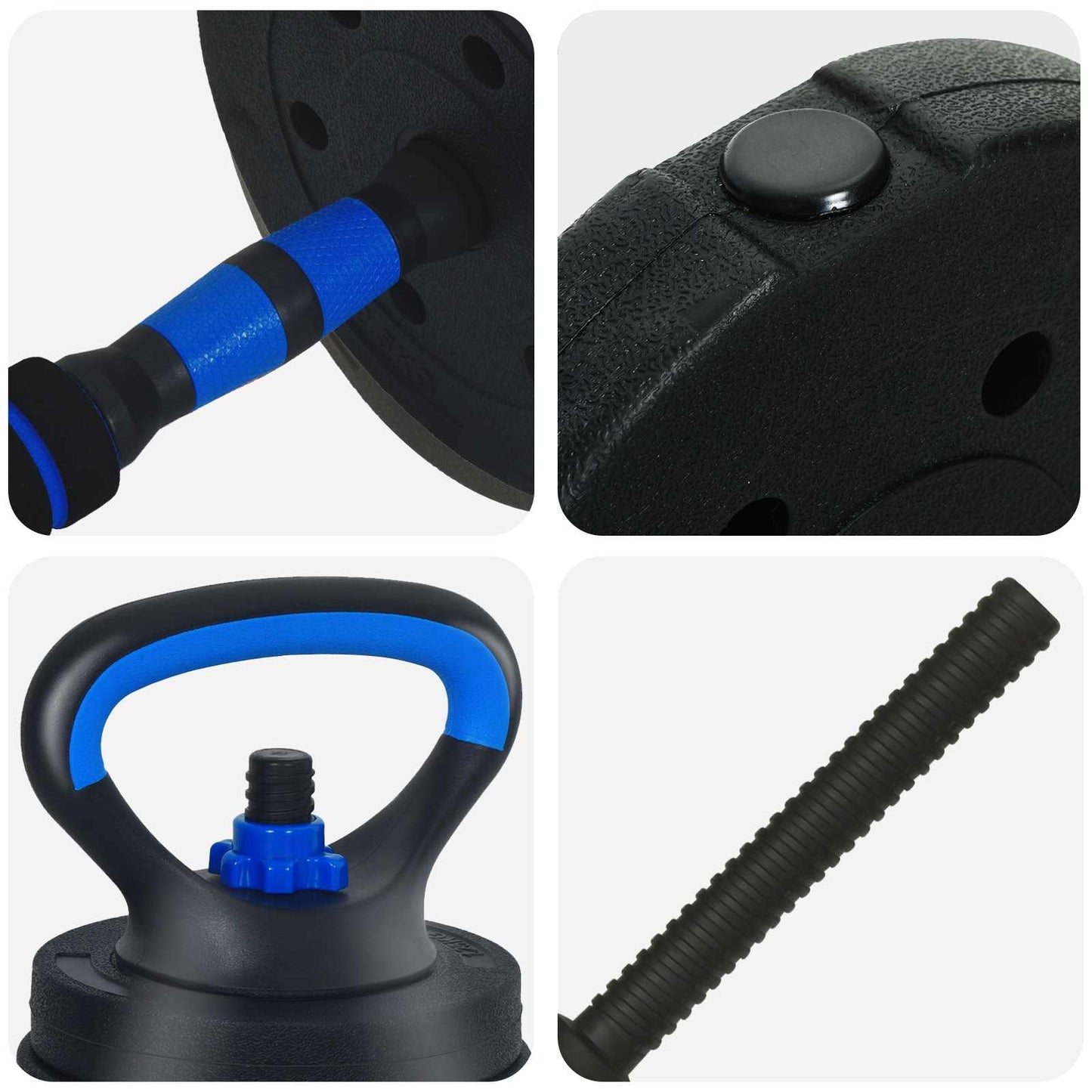 4-in-1 Dumbbell Set 40kg Black and Blue Cement and Iron Sand