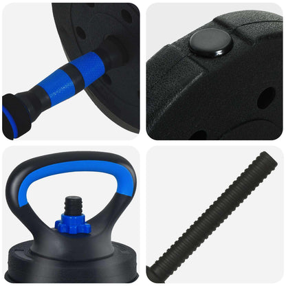 4-in-1 Dumbbell Set 40kg Black and Blue Cement and Iron Sand