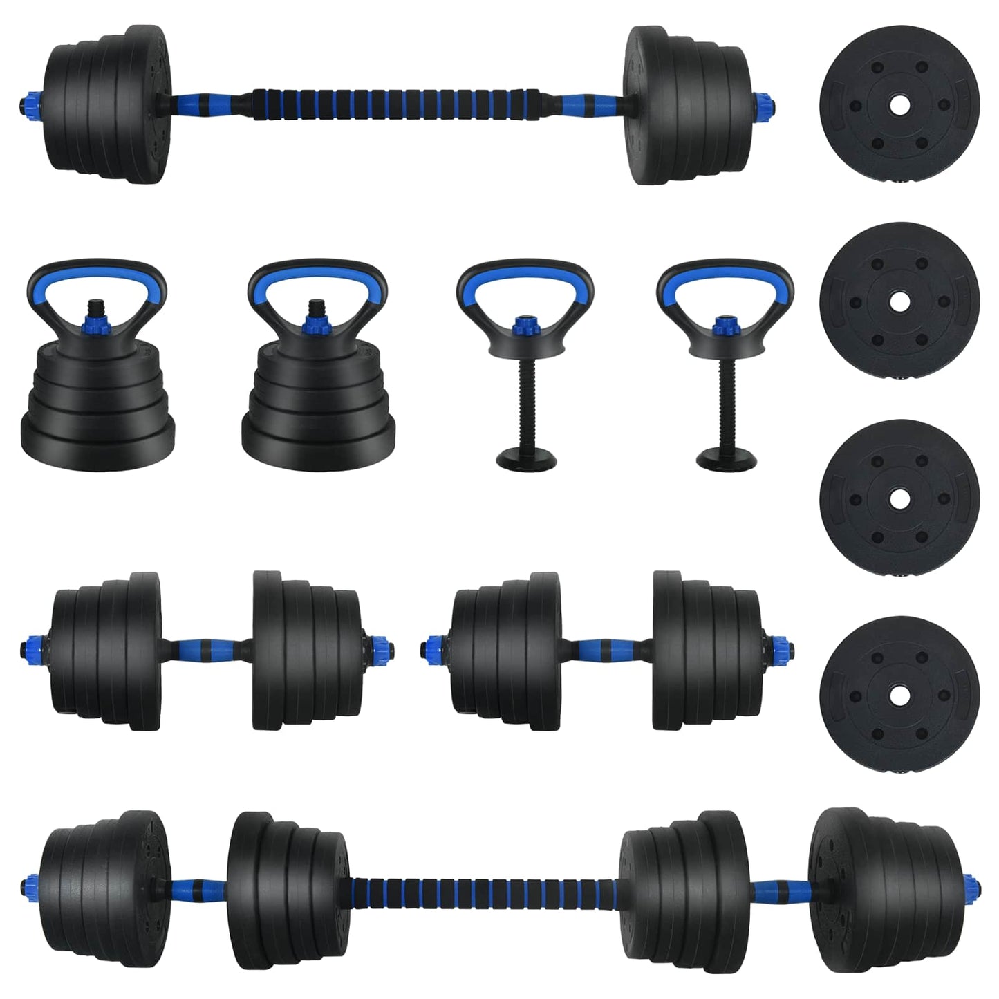 4-in-1 Dumbbell Set 40kg Black and Blue Cement and Iron Sand