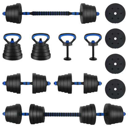 4-in-1 Dumbbell Set 40kg Black and Blue Cement and Iron Sand
