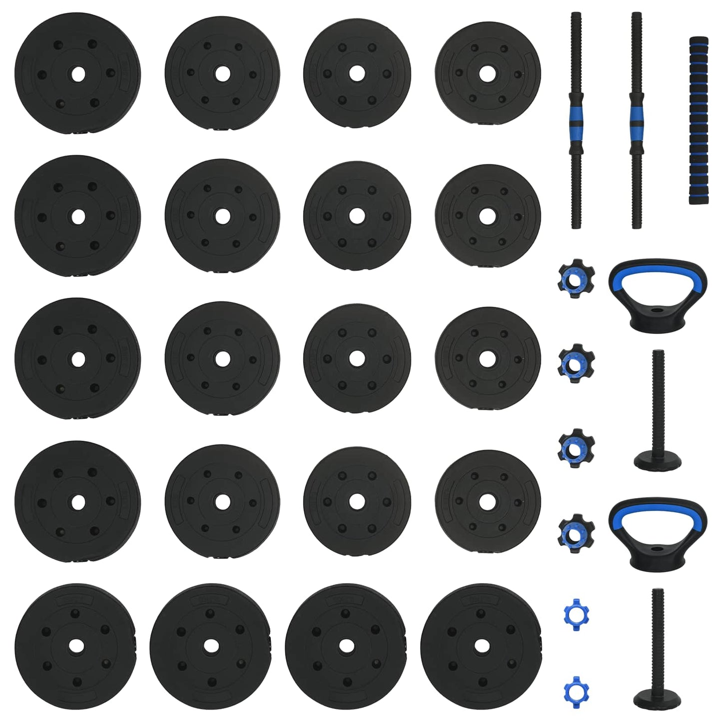4-in-1 Dumbbell Set 40kg Black and Blue Cement and Iron Sand