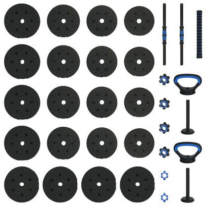 4-in-1 Dumbbell Set 40kg Black and Blue Cement and Iron Sand