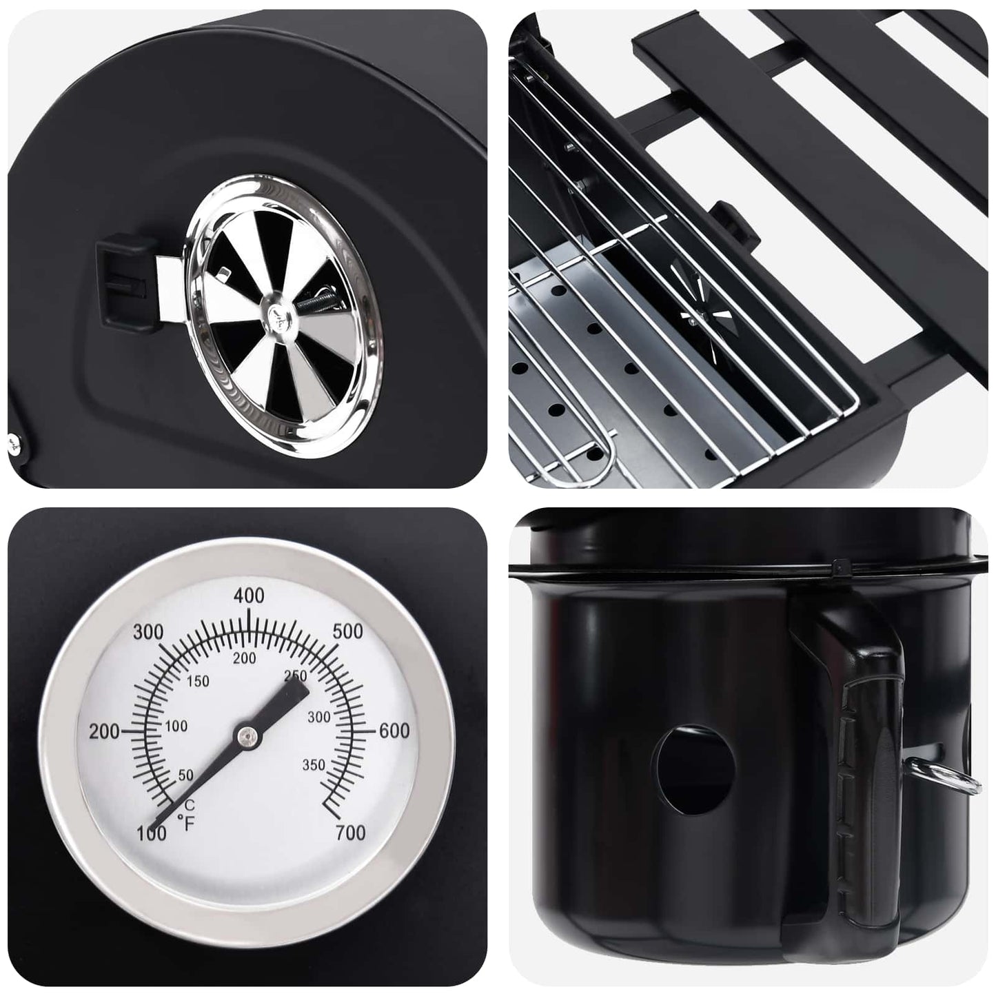 Barrel Grill with Wheels and Shelves 3 pcs 115 x 85 x 95 cm