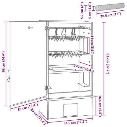 Smoker Oven 3 pcs 44.5 x 29 x 83 cm Galvanised steel Silver