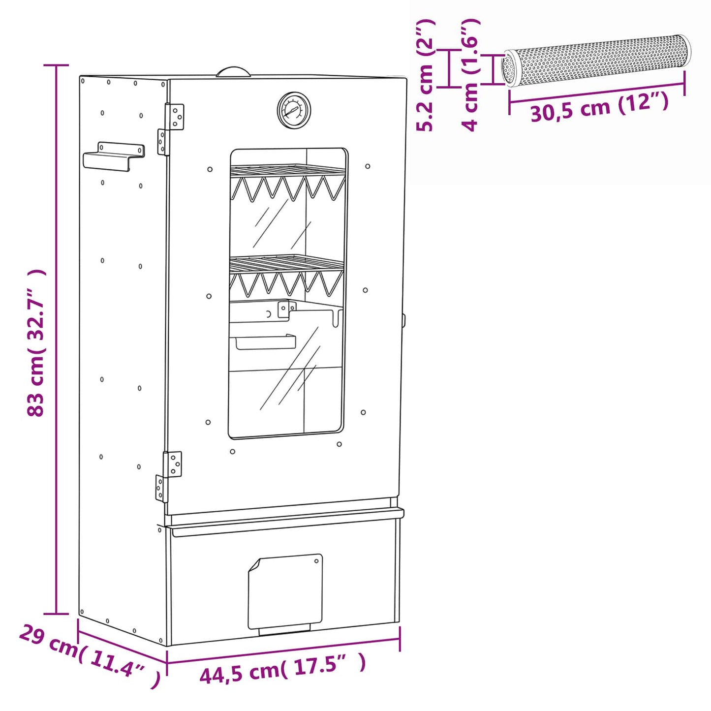 Cold Smoker with Smoker Tube 44.5 x 29 x 83 cm Galvanised steel