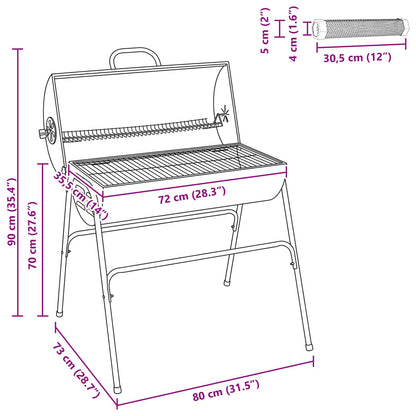 Barrel Grill with 2 Cooking Grids 3 pcs 80 x 73 x 90 cm Metal