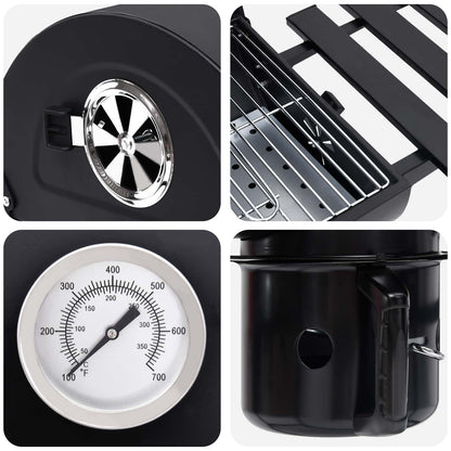 Barrel Grill with Wheels and Shelves 3 pcs 115 x 85 x 95 cm