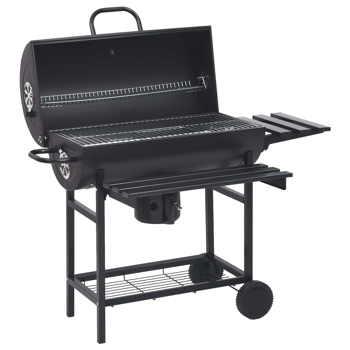Barrel Grill with Wheels and Shelves 3 pcs 115 x 85 x 95 cm