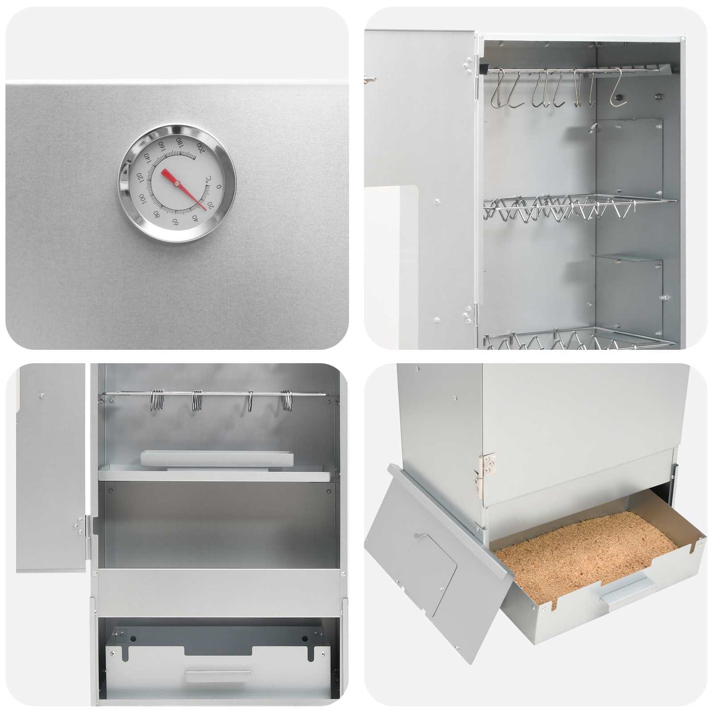 Smoker Oven 3 pcs 44.5 x 29 x 110 cm Galvanised steel Silver