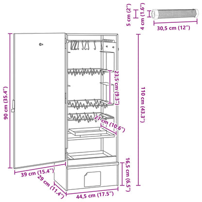 Smoker Oven 3 pcs 44.5 x 29 x 110 cm Galvanised steel Silver