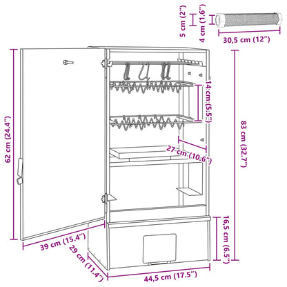 Smoker Oven 3 pcs 44.5 x 29 x 83 cm Galvanised steel Silver