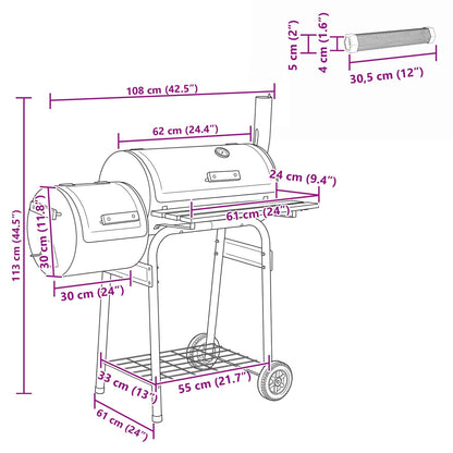 Outdoor Grill 103 x 60 x 113 cm Steel Black