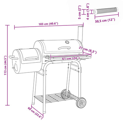 Outdoor Grill 103 x 60 x 113 cm Steel Black