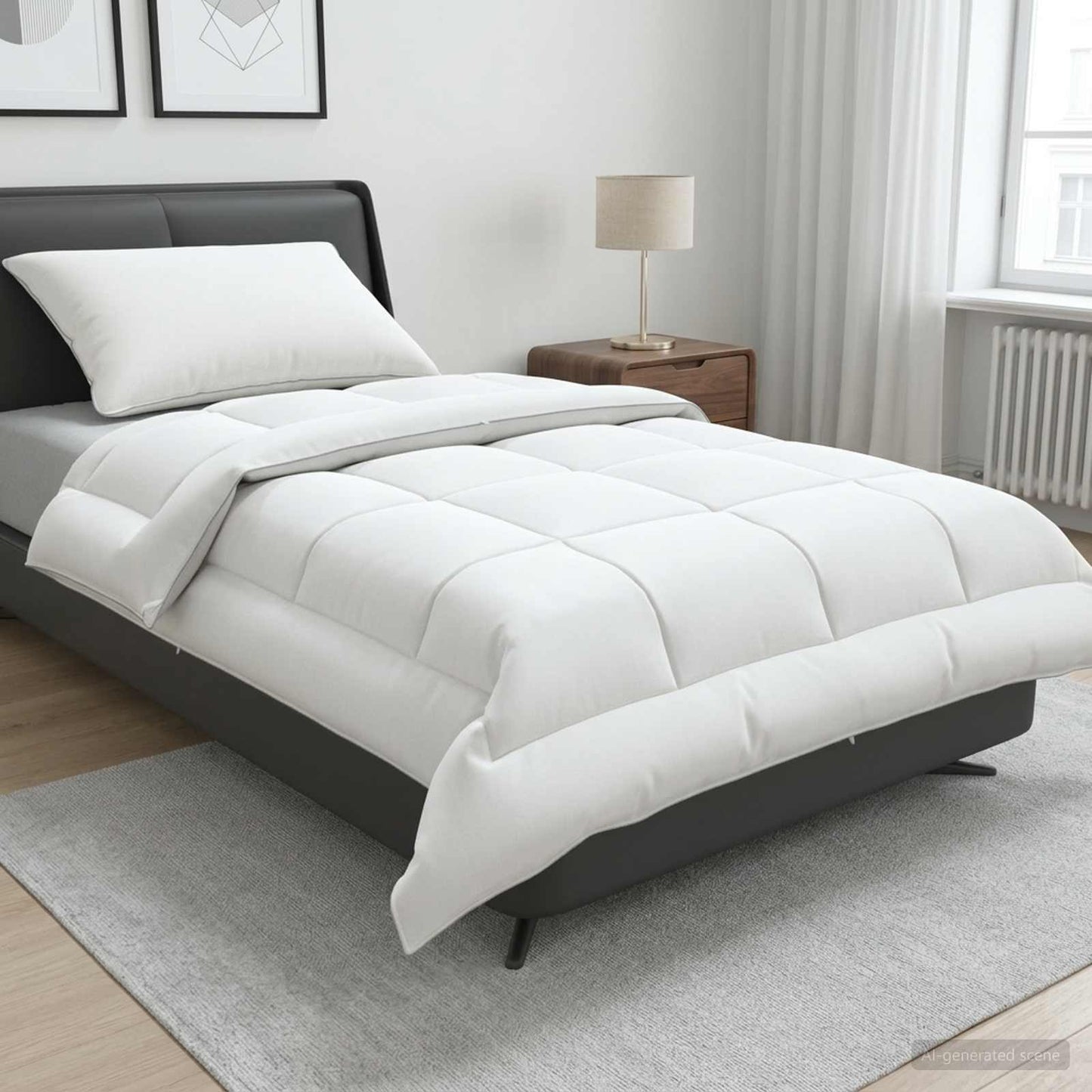Duvet and Pillow Set 2 pcs 137x200 cm Summer 200 GSM Wool White