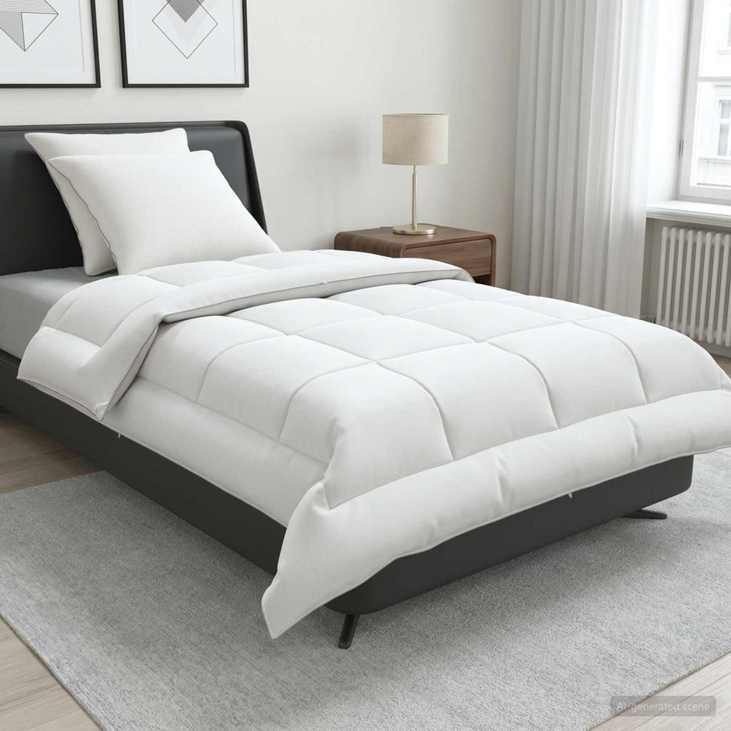 Duvet and Pillow Set 3 pcs 155x220 cm Summer 200 GSM Wool White