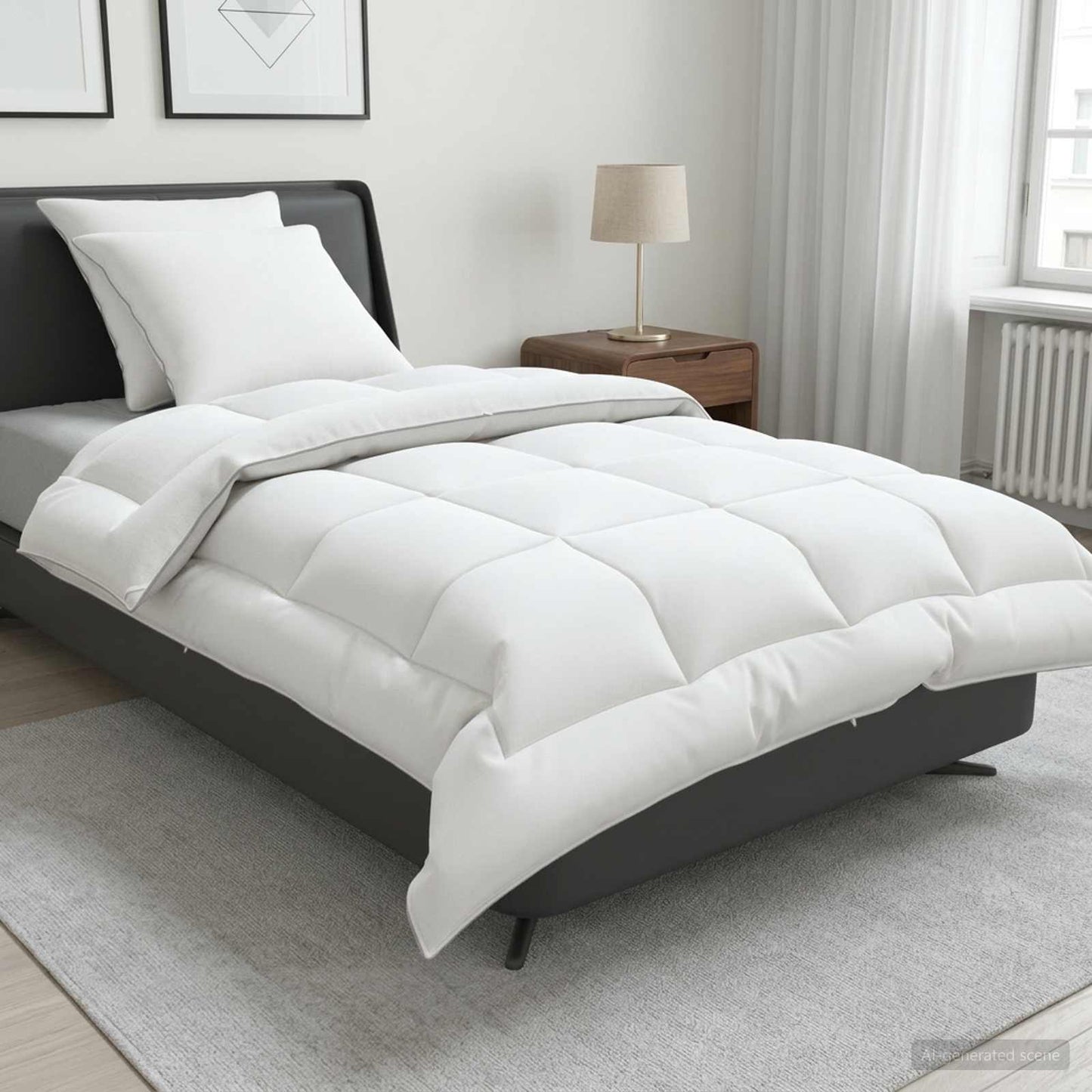 Duvet and Pillow Set 3 pcs 155x220 cm Winter 450 GSM Wool White