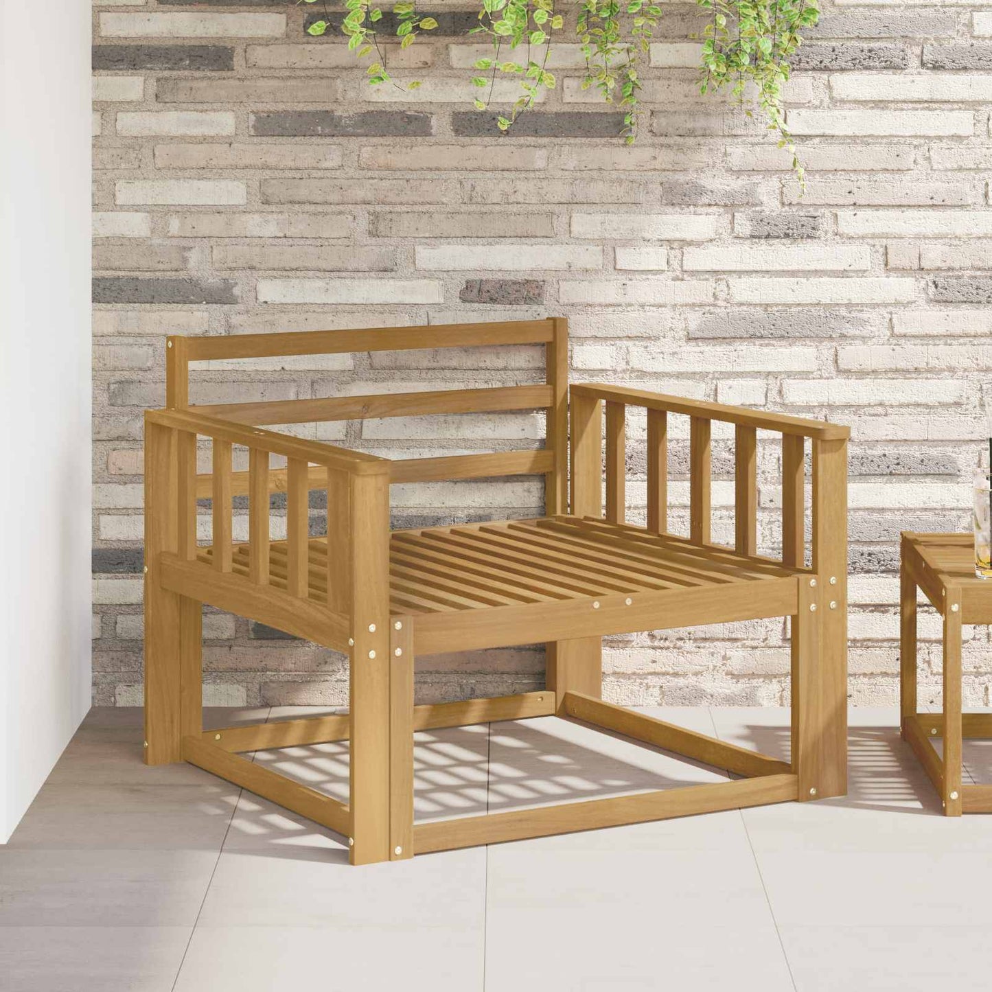 Outdoor Middle Sofa Solid Acacia Wood White