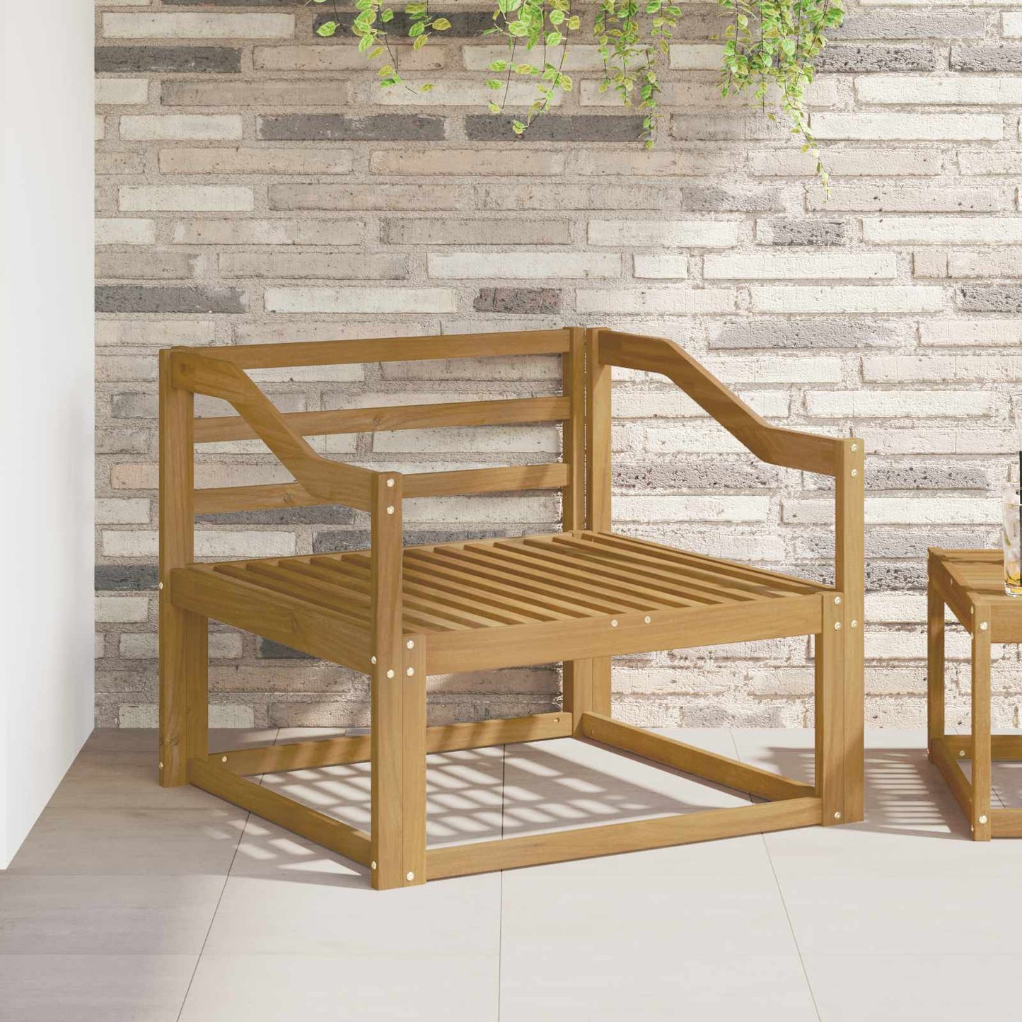 Outdoor Middle Sofa Solid Acacia Wood White