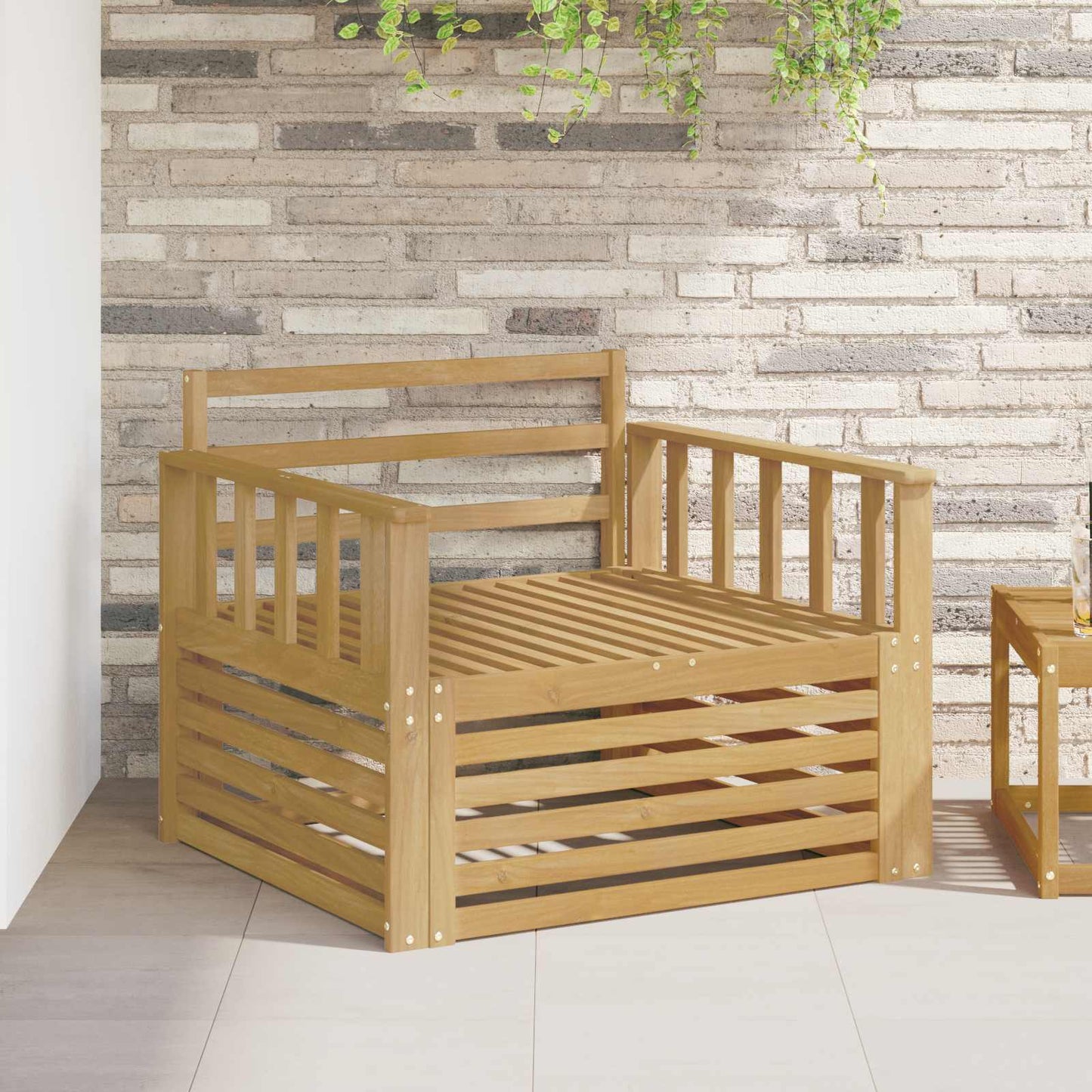 Outdoor Sofa Solid Acacia Wood White