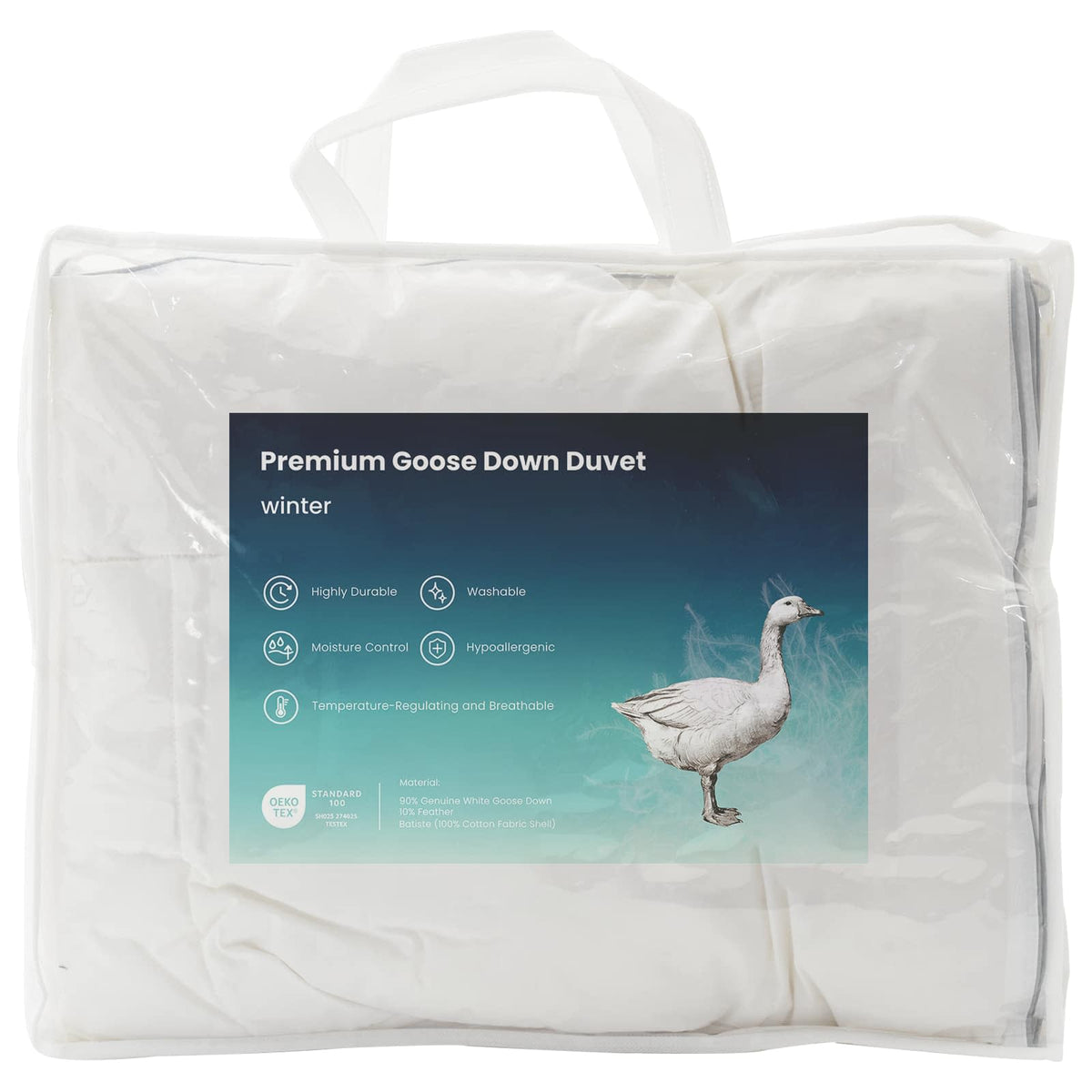 Duvet FULDA 220 x 260 cm Winter 300 GSM 90% Goose Down White