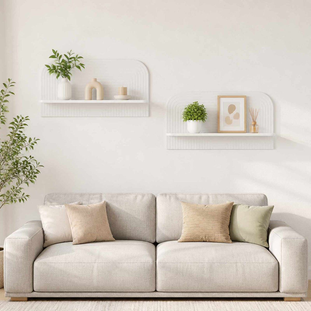 Wall Shelf 2 pcs High Gloss White 80.5 x 13.5 x 37.5 cm