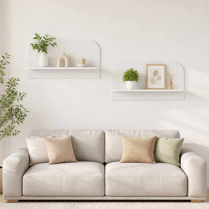 Wall Shelf 2 pcs High Gloss White 80.5 x 13.5 x 37.5 cm