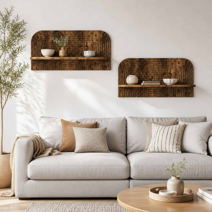 Wall Shelf 2 pcs Smoked Oak 80.5 x 13.5 x 37.5 cm