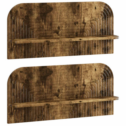 Wall Shelf 2 pcs Smoked Oak 80.5 x 13.5 x 37.5 cm