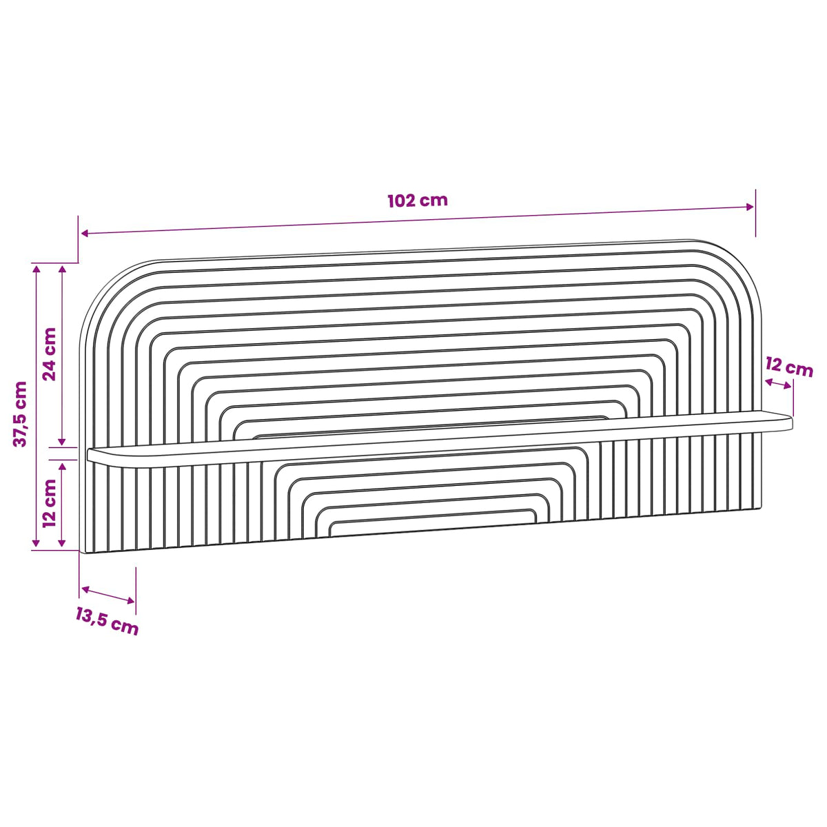 Wall Shelf 2 pcs Black 102 x 13.5 x 37.5 cm Engineered Wood