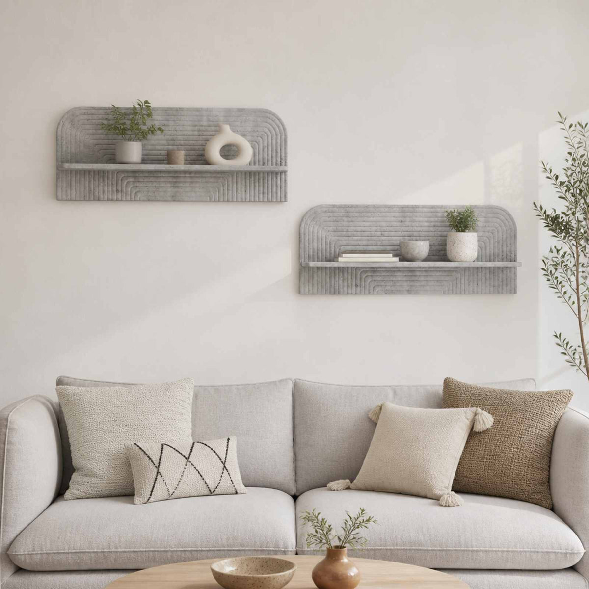 Wall Shelf 2 pcs Concrete Grey 102 x 13.5 x 37.5 cm