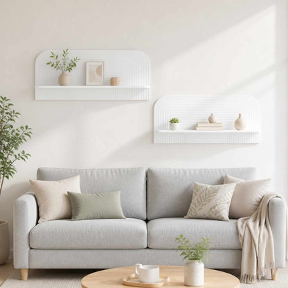 Wall Shelf 2 pcs High Gloss White 102 x 13.5 x 37.5 cm