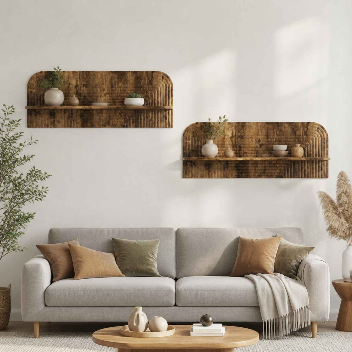 Wall Shelf 2 pcs Smoked Oak 102 x 13.5 x 37.5 cm