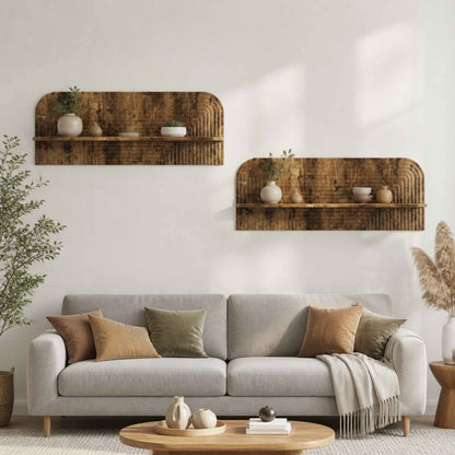 Wall Shelf 2 pcs Smoked Oak 102 x 13.5 x 37.5 cm