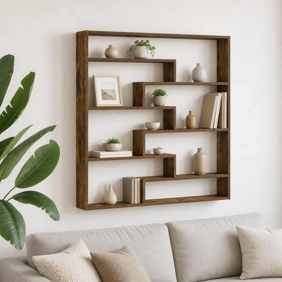 Wall Shelf Smoked Oak 103 x 17 x 102 cm Engineered Wood