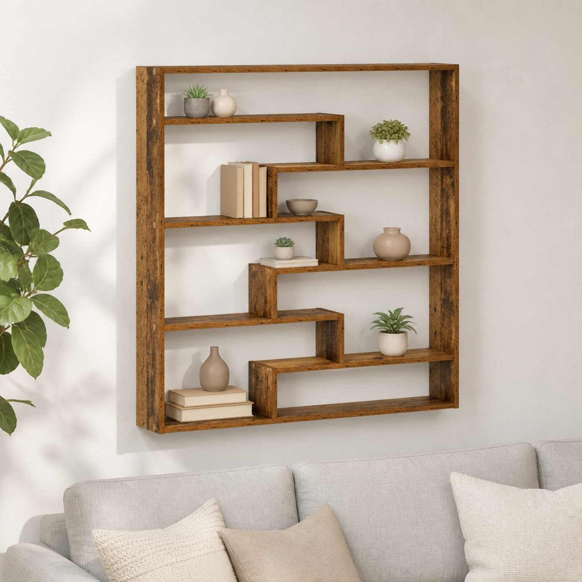 Wall Shelf Old Wood 103 x 17 x 102 cm Engineered Wood
