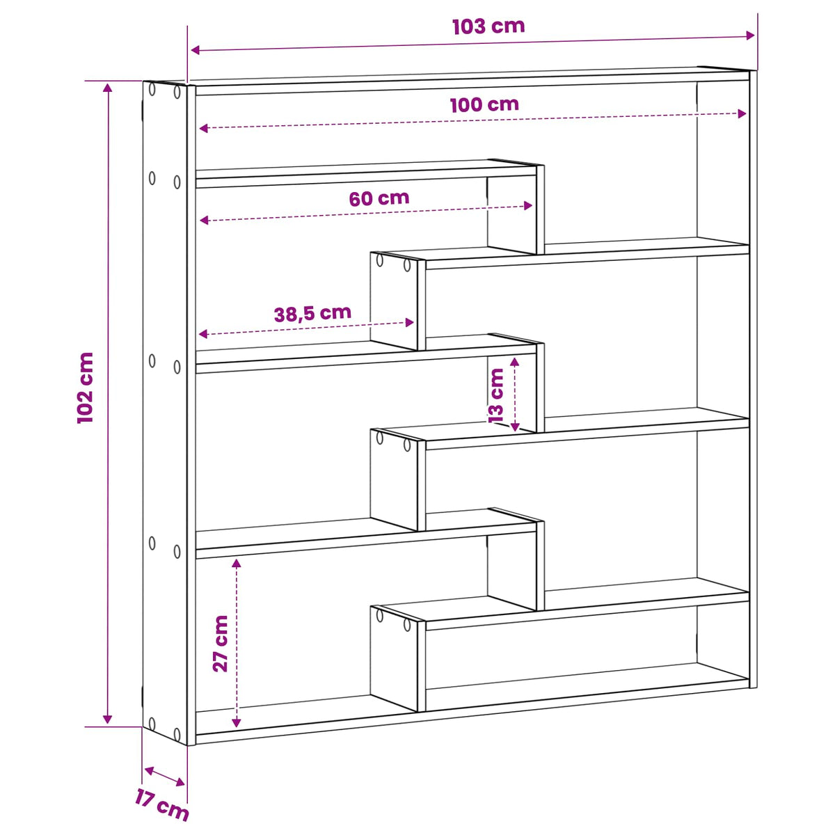 Wall Shelf Old Wood 103 x 17 x 102 cm Engineered Wood